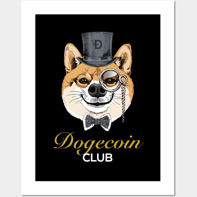 Funny Dogecoin Club Doge HODL Dogecoin Wall Art by Happy Lime